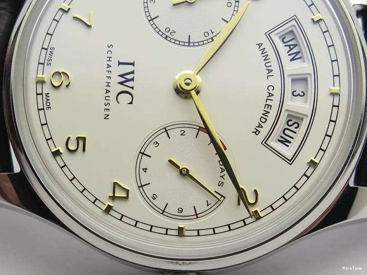 MIROTIME 0118 Portuguese Real PR Real Annual Calendar IW5035 YLF 1:1 Best Edition White Dial On Leather Strap A Refined 7243